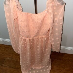 Chic Peach Textured Mini Dress